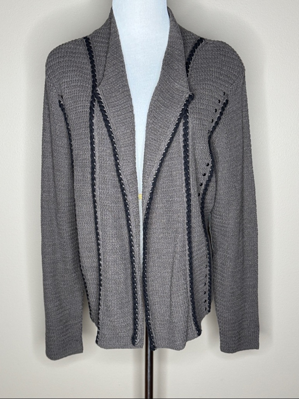 Nic+Zoe womens gray knit open front cardigan size XL.